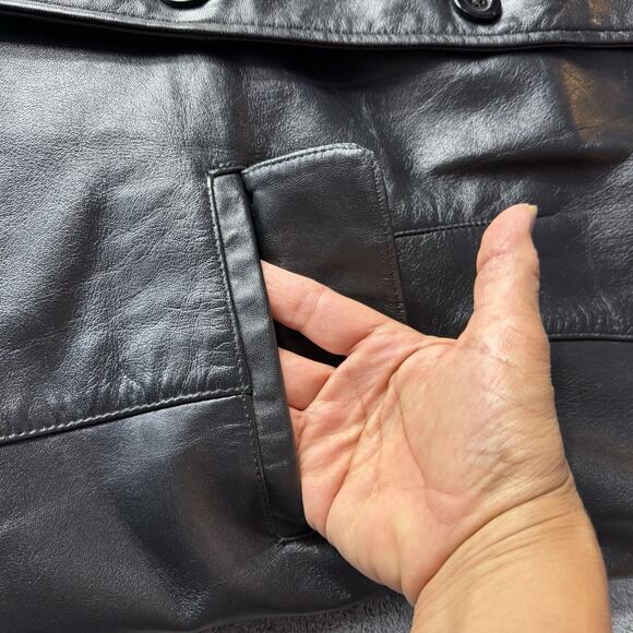 VTG Style & Co Women’s Black Genuine Leather Jacket Size 20W Y2K Quiet Luxury - Picture 8 of 11